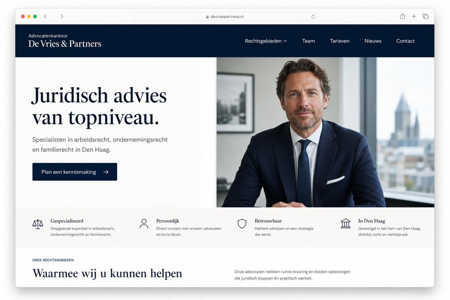 Diseño web para Advocatenkantoor De Vries